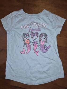 Garanimals Light Mint Fin-tastic Mermaid Tee Silver Sparkles 5T